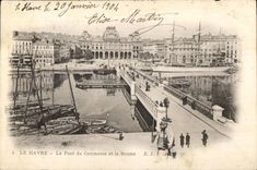 CPA Le Havre el puente comercial y la bolsa de accion