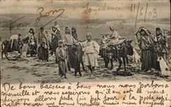 CPA Tunisie Caravane Ane Donkey Folklore Costume