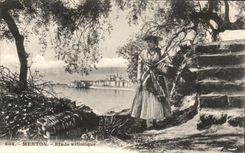 CPA Menton Etude artistique Folklore costume femme