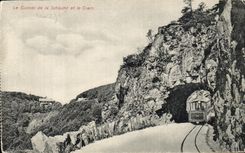 CPA Le tunnel de la Schlucht et le tram