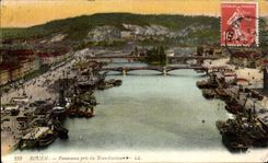 CPA Rouen Panorama taken of the Transporter Boats