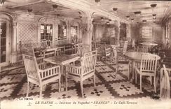 CPA Le Havre interior del vapor Francia la terraza del cafe