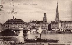 CPA Rouen Bridge Boieldieu Boat