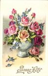 CPA Bonne fete Fleurs Rose