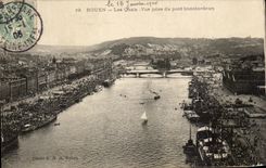 CPA Rouen Quays Seen from of the Transporter bridge Boats