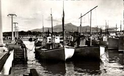 CPA Saint Jean De Luz Le Port Vue vers la rhune Bateaux