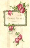 CPA Fantaisie Fleurs Rose Bonne Annee