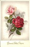 CPA Fantaisie Fleurs Rose Bonne fete Papa