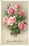 CPA Fantaisie Fleurs Rose Bonne fete Papa
