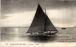 CPA Saint Jean De Luz Coucher de Soleil Bateau