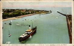 CPA Ouistreham Riva Bella Sortie du Vapeur faisant le serrvice du Phare