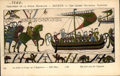 CPA Tapisserie de la Reine Mathilde Bayeux La flotte se dirige vers l Angleterre