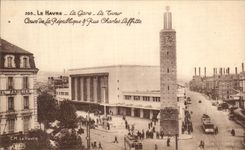 Estacion de tren de CPA Le Havre el curso de la torre de la republica y de la calle Charles Laffitte