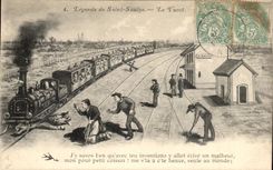 CPA Captions Saint Saulge the Jalopy Train Pig Pig