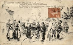 CPA Captions Saint Saulge Two Fires Fireman fireman