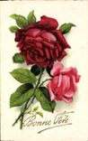 CPA Fantaisie Fleurs Bonne Fete Rose