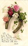 CPA Fantaisie Fleur Fer a cheval