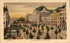 CPA Dusseldorf Hindenburgwall mit Musiketempel 