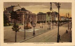 CPA Dusseldorf Hindenburgwail mit Stadttheater