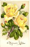 CPA Fantaisie Fleur Bonne fete roses