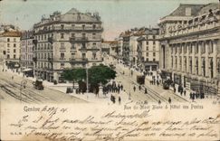 CPA Geneva Street of Mont Blanc   Post office building