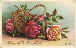 CPA Fantaisie Fleurs Vive St Nicolas Super