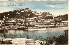 CPA the Rhine close Coblentz Der Rhein EIB Coblenz Ehernbreitstein Boats