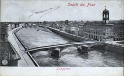 CPA Saluti da pisa Lungarno