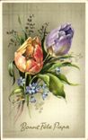 CPA Fantaisie Fleurs Bonne Fete Papa