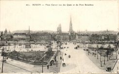 CPA Rouen Places Carnot seen of the Quays and the Boieldieu Bridge
