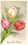 CPA Fantaisie fleurs Bonne Fete Maman