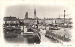 CPA Rouen the Boieldieu Bridge and the Cathedral Tram