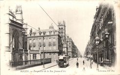 CPA Rouen View of the Street Jeanne Arc Tram