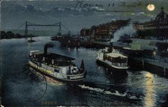 CPA Rouen the Seine and the transporter bridge Boats
