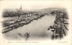 CPA Rouen View Taken of the Transporter bridge Boats