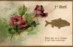 CPA Fantaisie Fleurs April 1er avril Paques Easter Poisson 