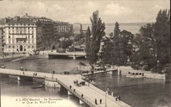 CPA Geneva Island Rousseau and Quai of the Bianc Mount