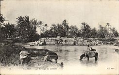 CPA Gabes Le Barrage de Chenim ane Donkey Enfants