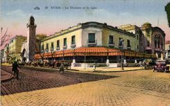 CPA Tunisie Tunis Le Theatre et le Cafe