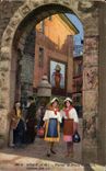 CPA Vence Portail et Place du Peyra Folklore Costume Femmes 