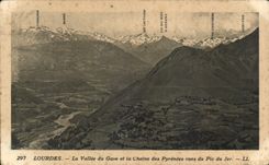CPA Lourdes La Vallee du Gave et Chaine des Pyrenees Vues du Pic du Jer