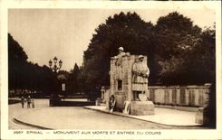CPA Epinal Monumnet Aux Morts et Entree Du cours Militaria 