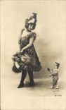 CPA Femme et clown Folklore Costume 