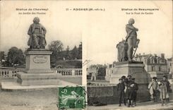 CPA Angers Statue de Chevreual Au Jardin des Plantes Statue de Beaurepaire Sur le Pont du Centre Enfants