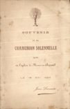 Souvenir Communion Mons in Barouel 1924 Venez has to Me Christ