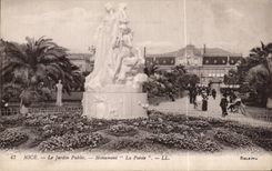 CPA Nice the Public garden Monument Poetry