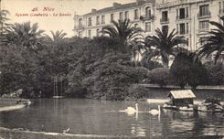 CPA Nice Squre Gambetta the Basin Swan Swans