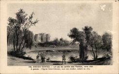 CPA Ancien Nantes the Lake of the Botanical garden about 1865 has ganche Eglise Clement saint without his bell-tower scheve in 1874