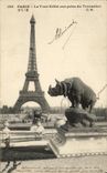 CPA Paris the Eiffel Tower seen from of Trocadero rhinoceros