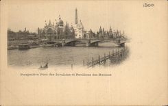 CPA View Bridge of Invalides and Houses of the Nations Paris Eiffel Tower